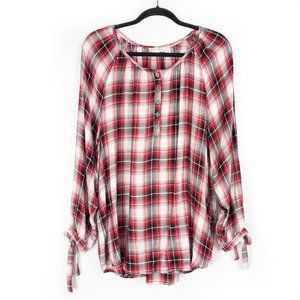 JANE AND DULANCEY Womens Red Plaid Top 1X Casual